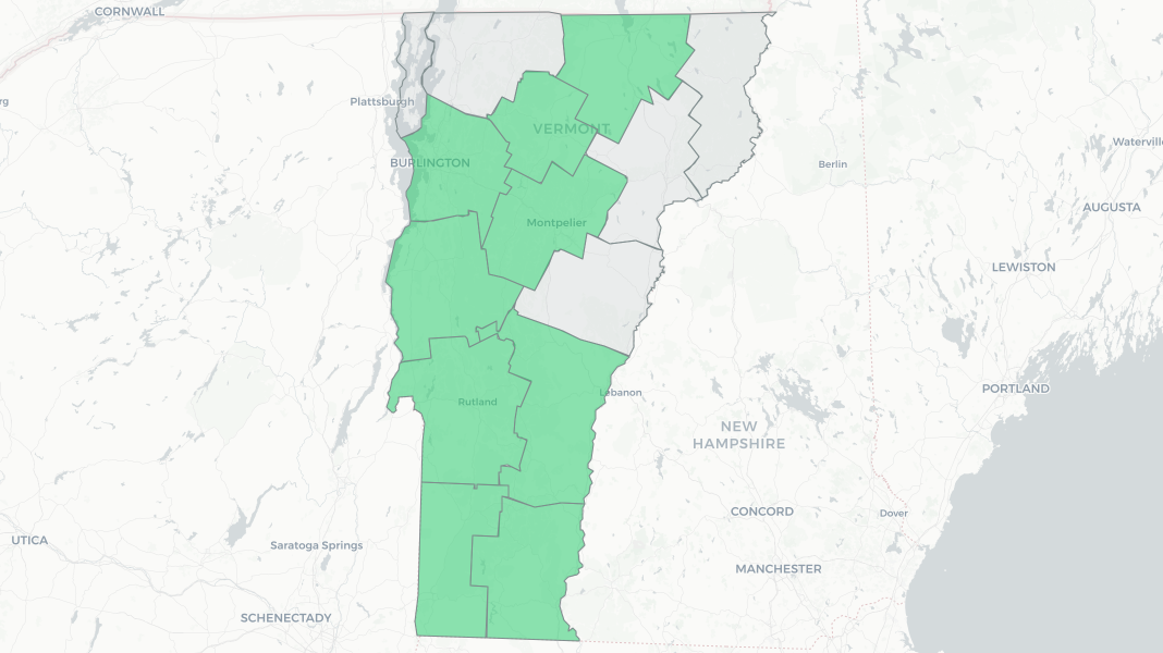 Vermont counties map