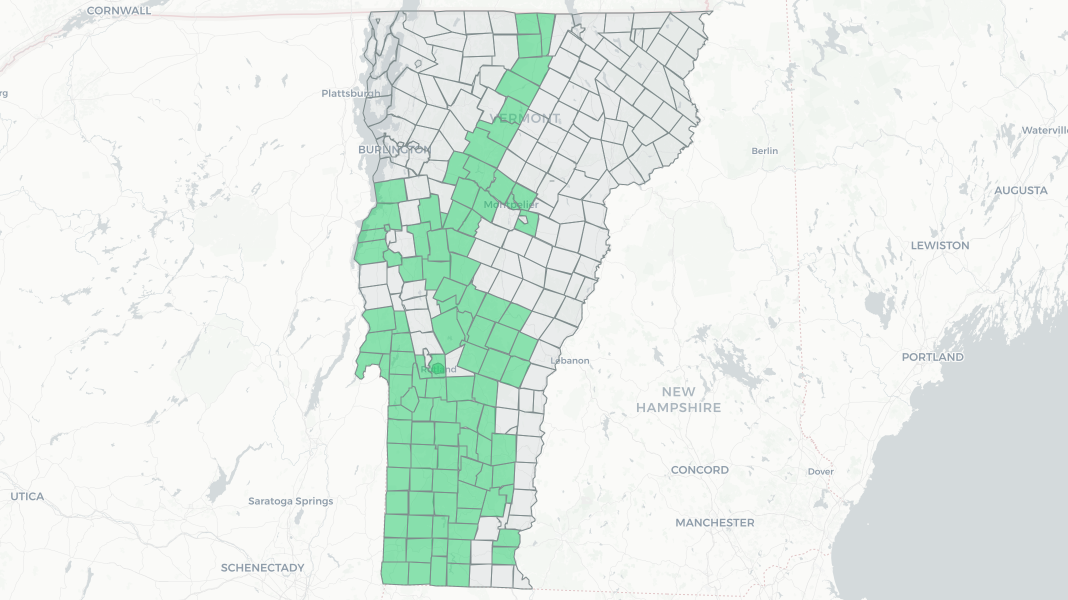 Vermont municipalities map